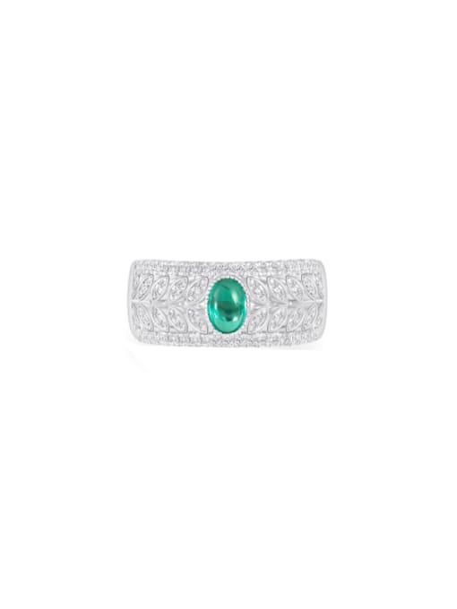 Green [R 3033] 925 Sterling Silver High Carbon Diamond Geometric Luxury Cocktail Ring